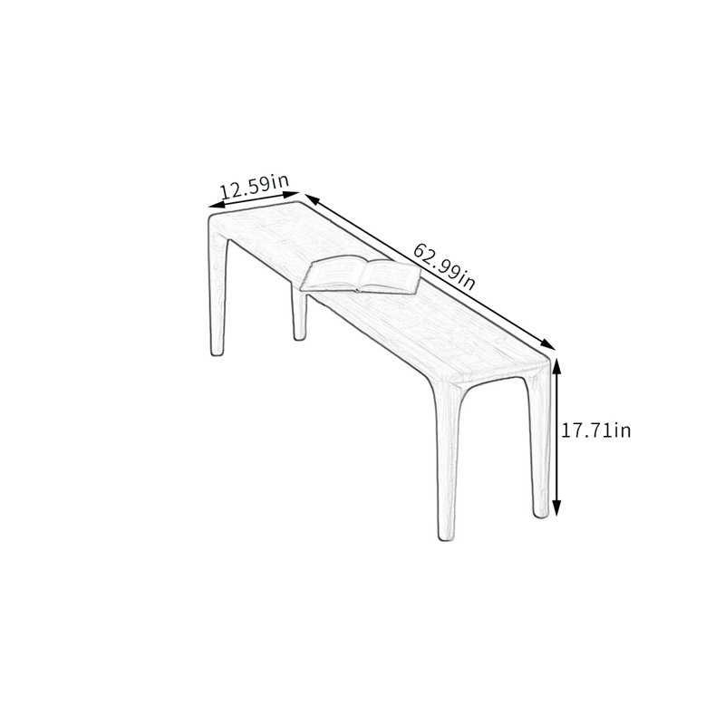 Modern Style Solid Wood Bench Solid Wood Bench, 17.71" H x 62.99" W x 12.59" D