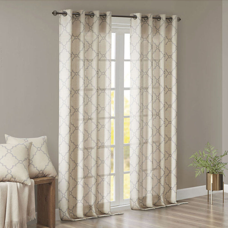 Buzzell Single Curtain Panel, Beige/Gray