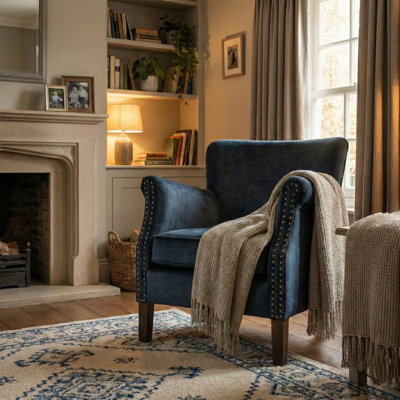 Velour Upholstered Armchair