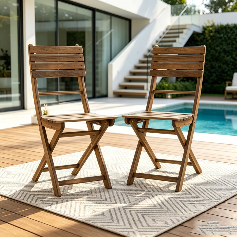 Chaise d'extérieur pliante en bois d'acacia