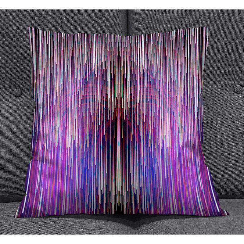 Throw Pillow With Insert, Purple Striped/Abstract 2, 18"H x 18"W