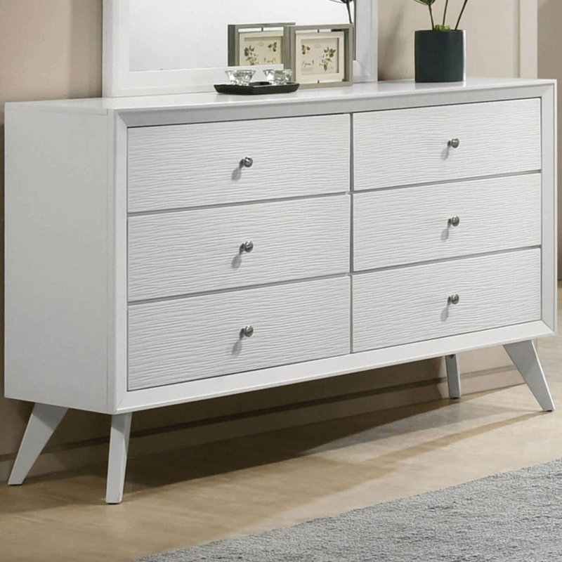 white round dresser 29.9W x 16.5D x 7.9H Contemporary White Dresser W Mirror