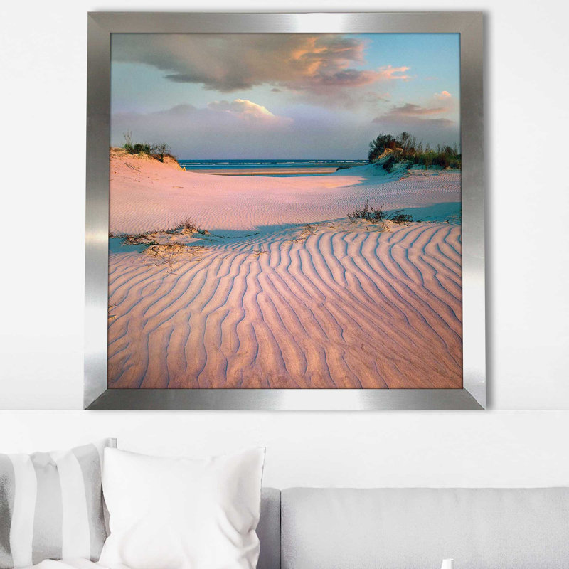 «Little Talbot Island» (imprimé carré), H 25 po x l 25 po x P 1 po, Encadrement argenté