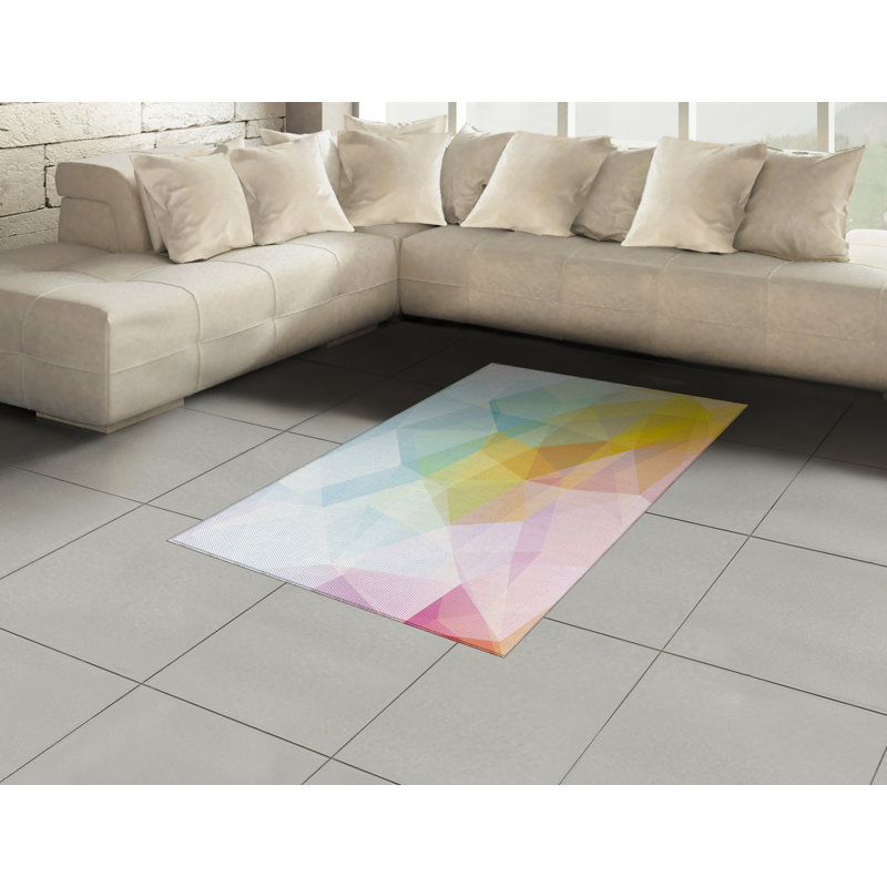 Abstract High Density Long Fiber Poly Threads Decorative Area Rug Carpet, Rectangle 4' x 5'8"