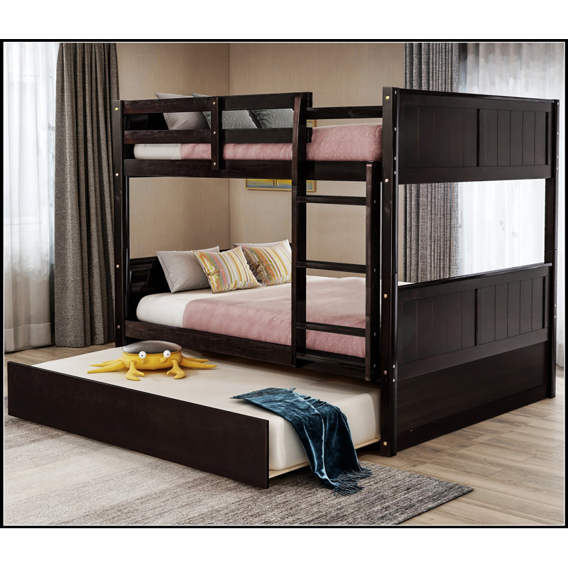 Lit superposé avec lit gigogne, structure en pin durable et conception polyvalente pour une utilisation maximale de l'espace.