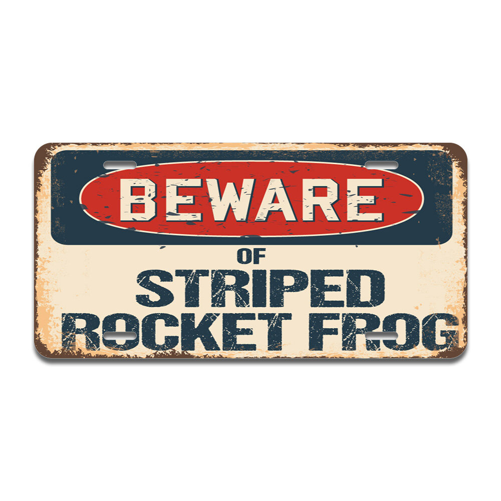 SignMission Beware of Striped Rocket Frog Aluminum Plate Frame | Wayfair