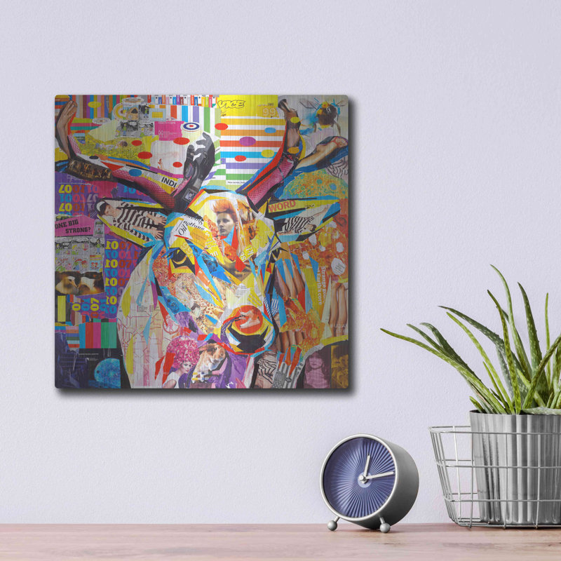 «Funky Deer» par Gray, H 12 po x l 12 po