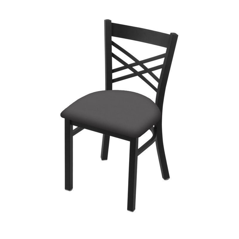 Catalina 18'' H Upholstered Metal Side Chair, Black Wrinkle, Vinyl-Canter Storm