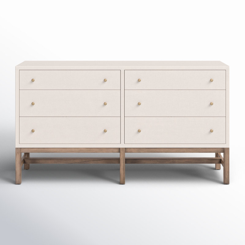 Hakana 6 Drawer Raffia Dresser, Ivory Painted Raffia