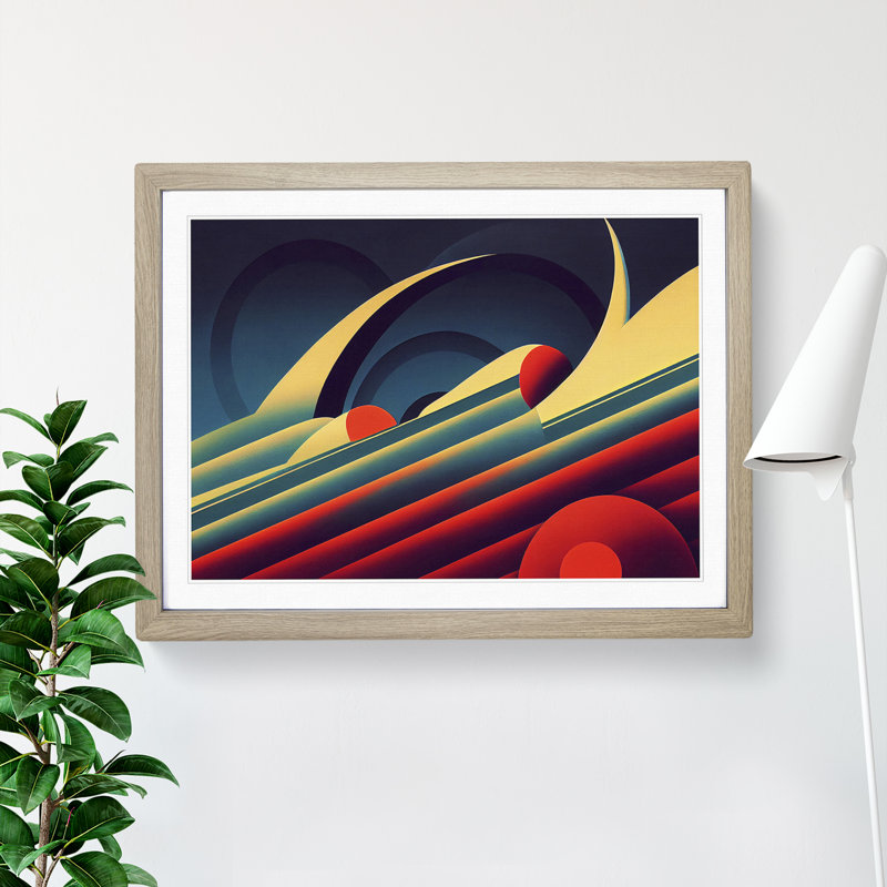 Expressive Modern Abstract - Single Picture Frame Print, 25cm H x 34cm W x 2cm D, Oak Framed