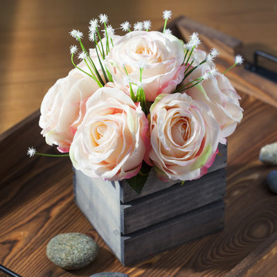 Silk Roses Arrangement in Planter