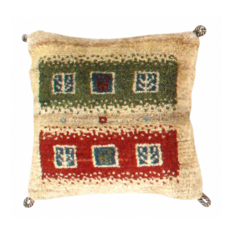 Wool Square Pillow Cover & Insert, Rust/Beige/Olive