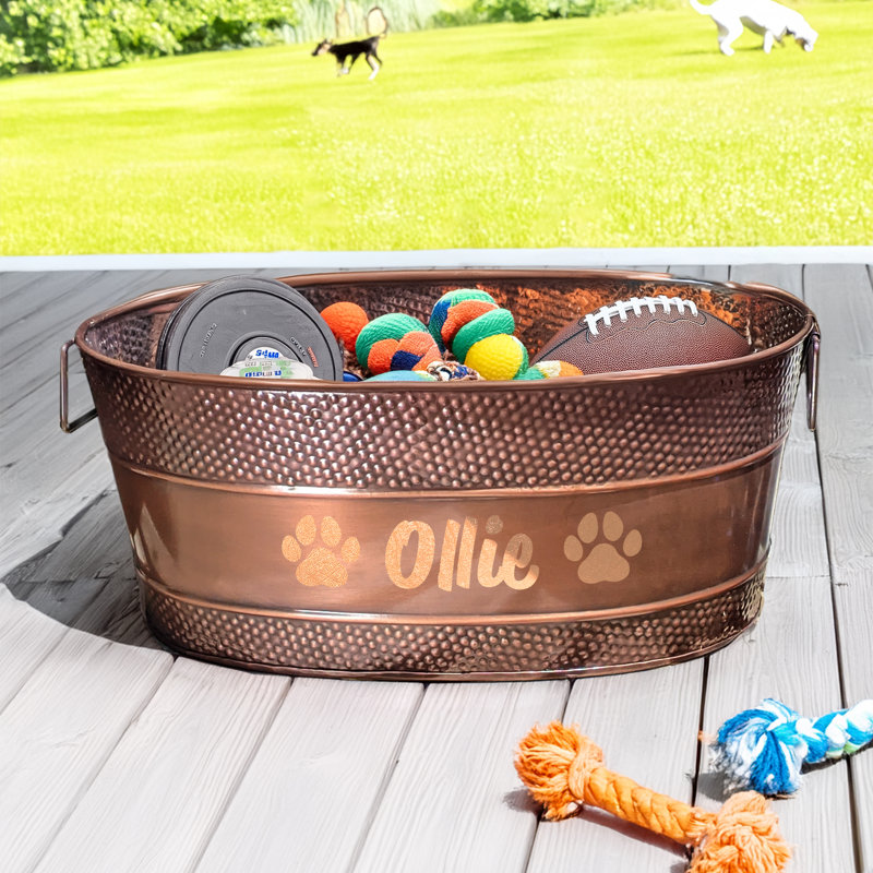 Trinx XL Personalized Metal Dog Toy Storage Bin, Yes