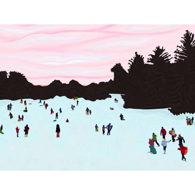 Traîneau dans le parc Prospect par Evan Sklar, Papier avec cadre noir, 24" H x 30" W