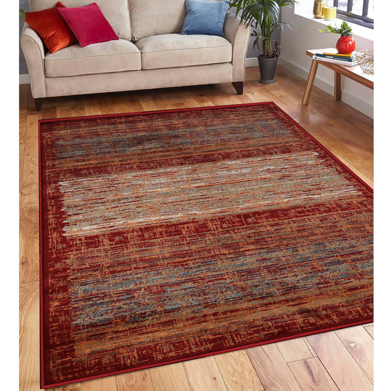Tapis intérieur rayé 100% polypropylène Ellagh, Rectangulaire 8 pi x 10 pi
