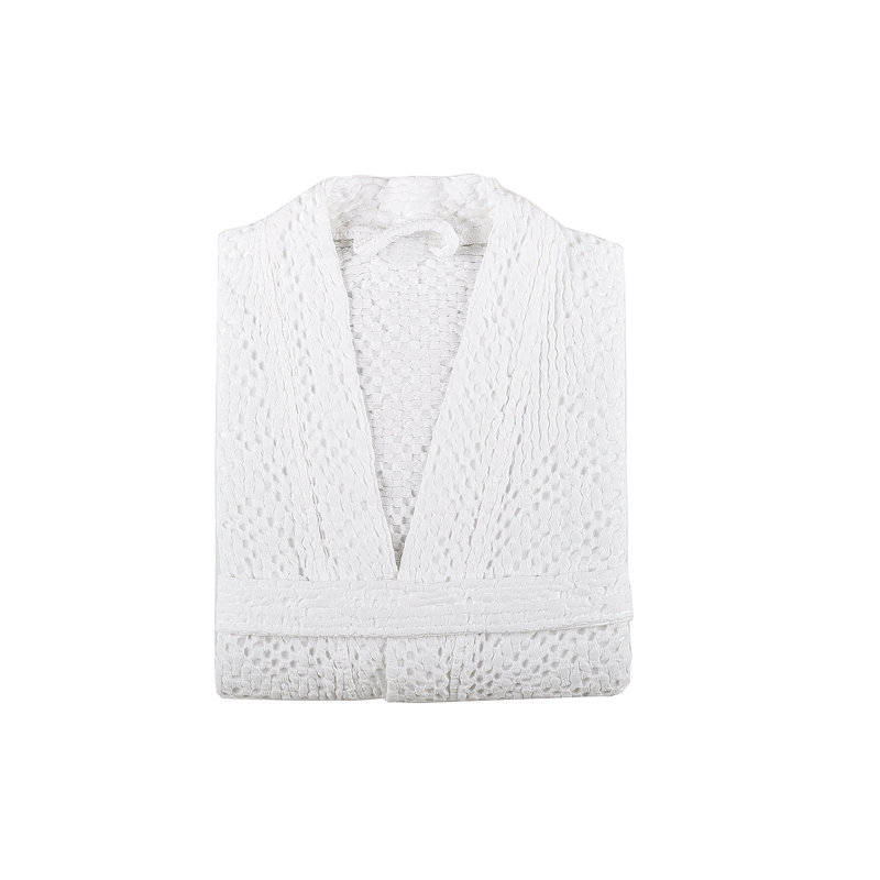 Be Vegan 100% Cotton Waffle Gender Neutral Mid-Calf Bathrobe with Pockets, White, S