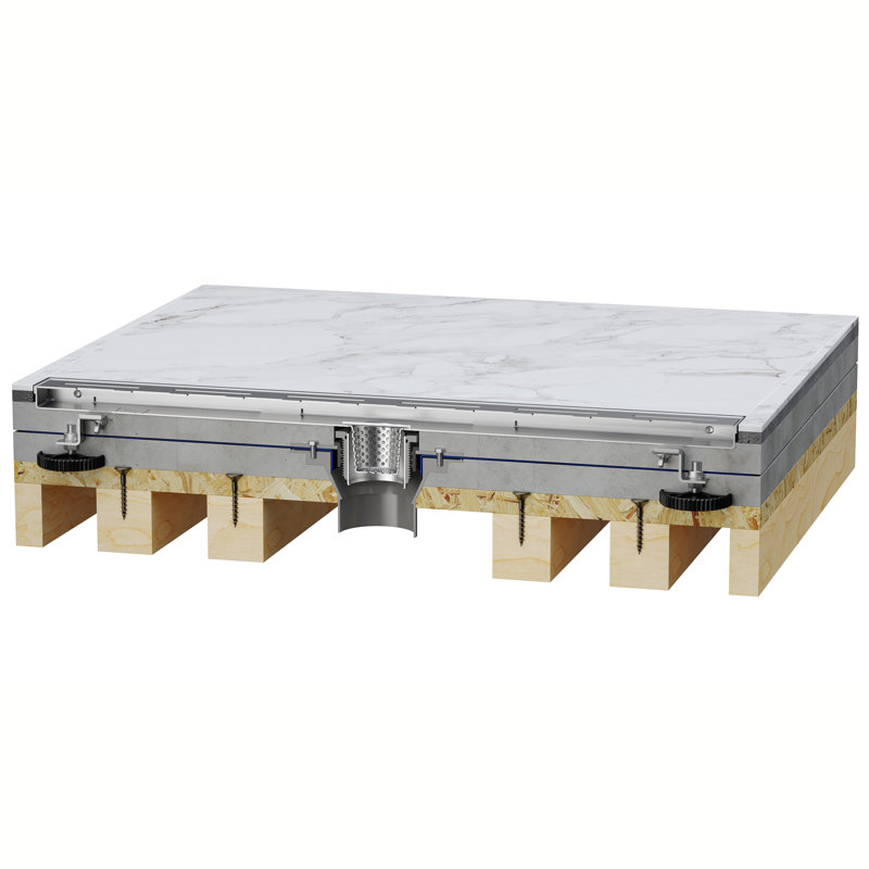 24" Linear Shower Drain with Tile-In Pattern Grate, Brushed Nickel