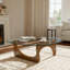 Table d'appoint triangulaire abstraite en verre trempé pour salon-781459163