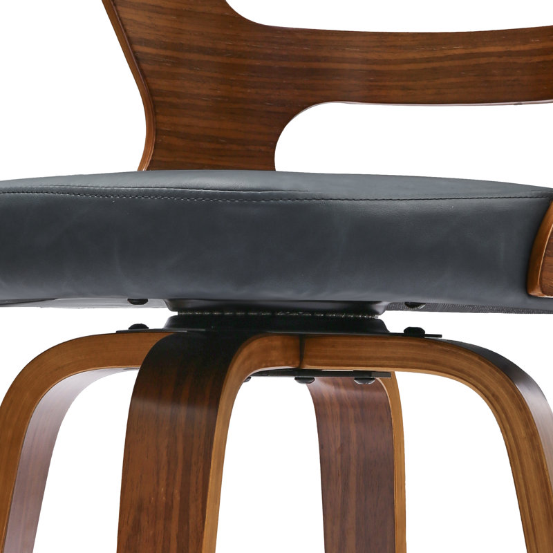 Tabouret de bar rotatif Myrtis (ensemble de 4), Gris bleu / noyer