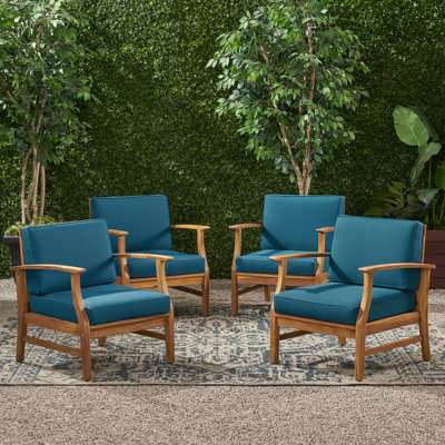 Chaise d'extérieur en bois avec coussins Tavares