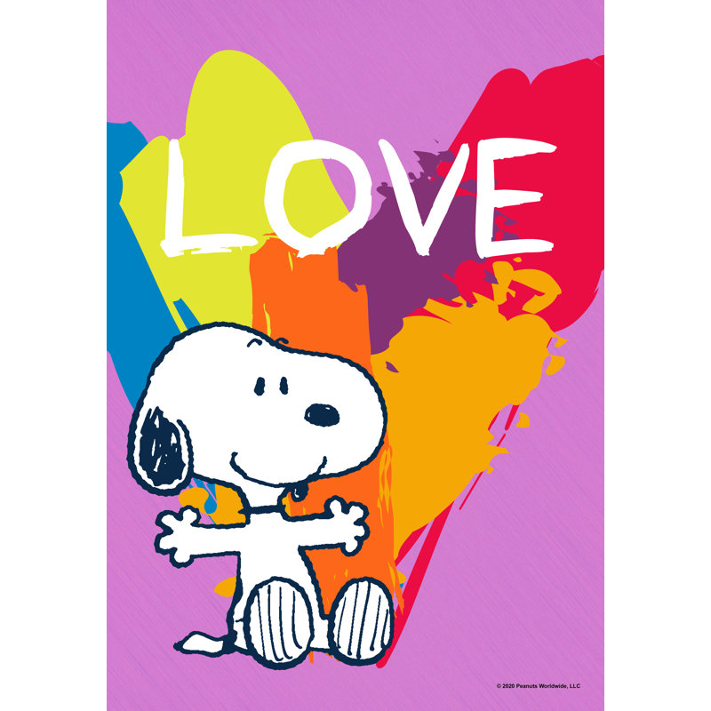 Drapeau de jardin PEANUTS Rainbow Love Snoopy, 12,5 po x 18 po, produit sous licence officiel PEANUTS, vendu séparément