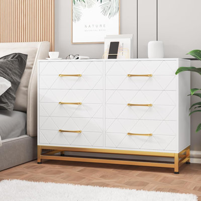 Commode rose / blanche / noire pour chambre à coucher avec commode en bois 6 tiroirs Morden Commode pour placard / salon / couloir / chambre de bébé