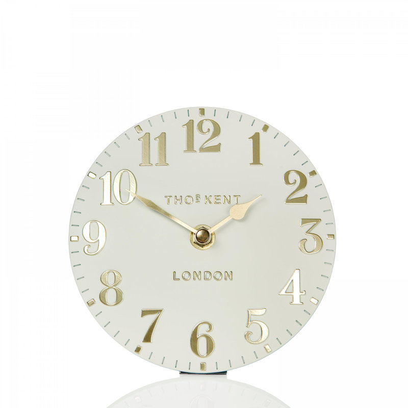 Metal Wall Clock, Cream, 15 cm H x 15 cm W x 5 cm D