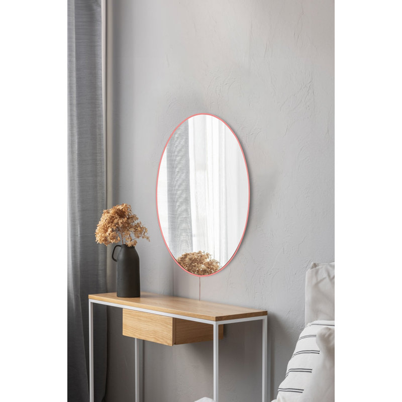 Modern LED Lighted Mirror, 30 x 16 inches | Shutterproof Unbreakable Acrylic with MDF Backing, 0.2 inches Thick | Pink Neon Stripes, 12V Power Supply | Perfect for Home Decor & Beauty Routine, Stylish & Functional Design