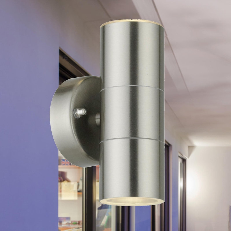 Michale Outdoor Armed Sconce, Stainless Steel