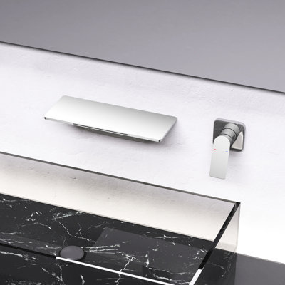 Waterfall Bathroom Sink Faucet In , Brass Produced, Single For Simple Water Temperature And Flow Regulation, To Maximize Counter Area, 11.98 In. Depth, 4.93 Width, 15.92 Height, 11.93 Lb Stoutness