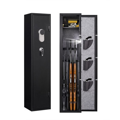 Long Gun Safe for Rifle Shotgun, Quick Access 5-Gun Storage Cabinet, Handgun Pocket, Bullet Box -  iYofe, ORG9-GI42625W396-GunSafe