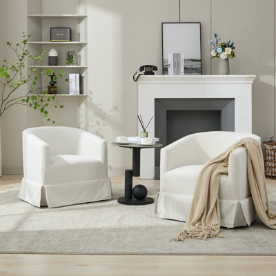 Upholstered Swivel Barrel Chair Set Of 2