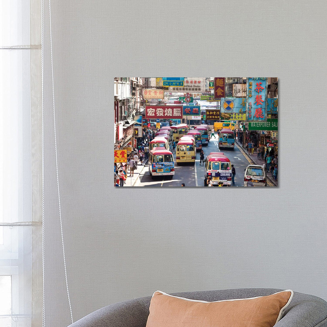 Street Scene In Hong Kong by Matteo Colombo - Wrapped Canvas Print