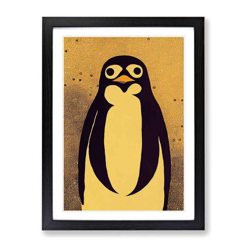 Vintage Penguin - Single Picture Frame Print, 64cm H x 46cm W x 2cm D, Black Framed