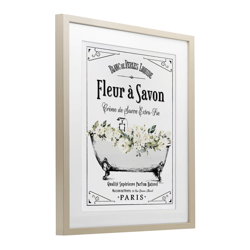 Reproduction sous verre encadrée de White Florals, H 16 po x l 13 po, Cadre de récolte en pin