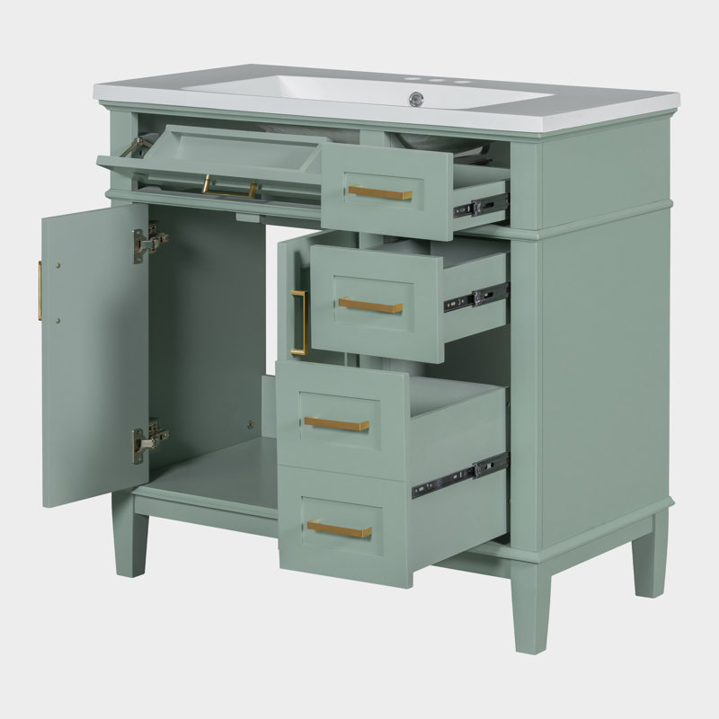 Meuble-lavabo avec lavabo pour la salle de bain, Vert