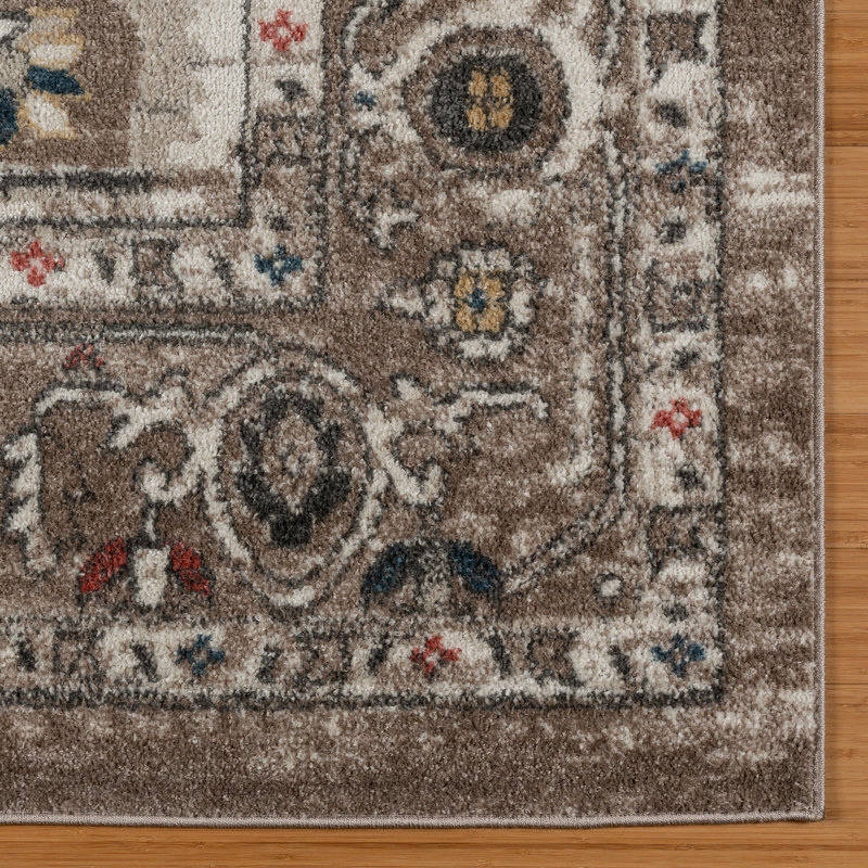 Maia Wynn Traditional Moroccan Brown Beige Polypropylene Area Rug, Runner 2'2" x 6"