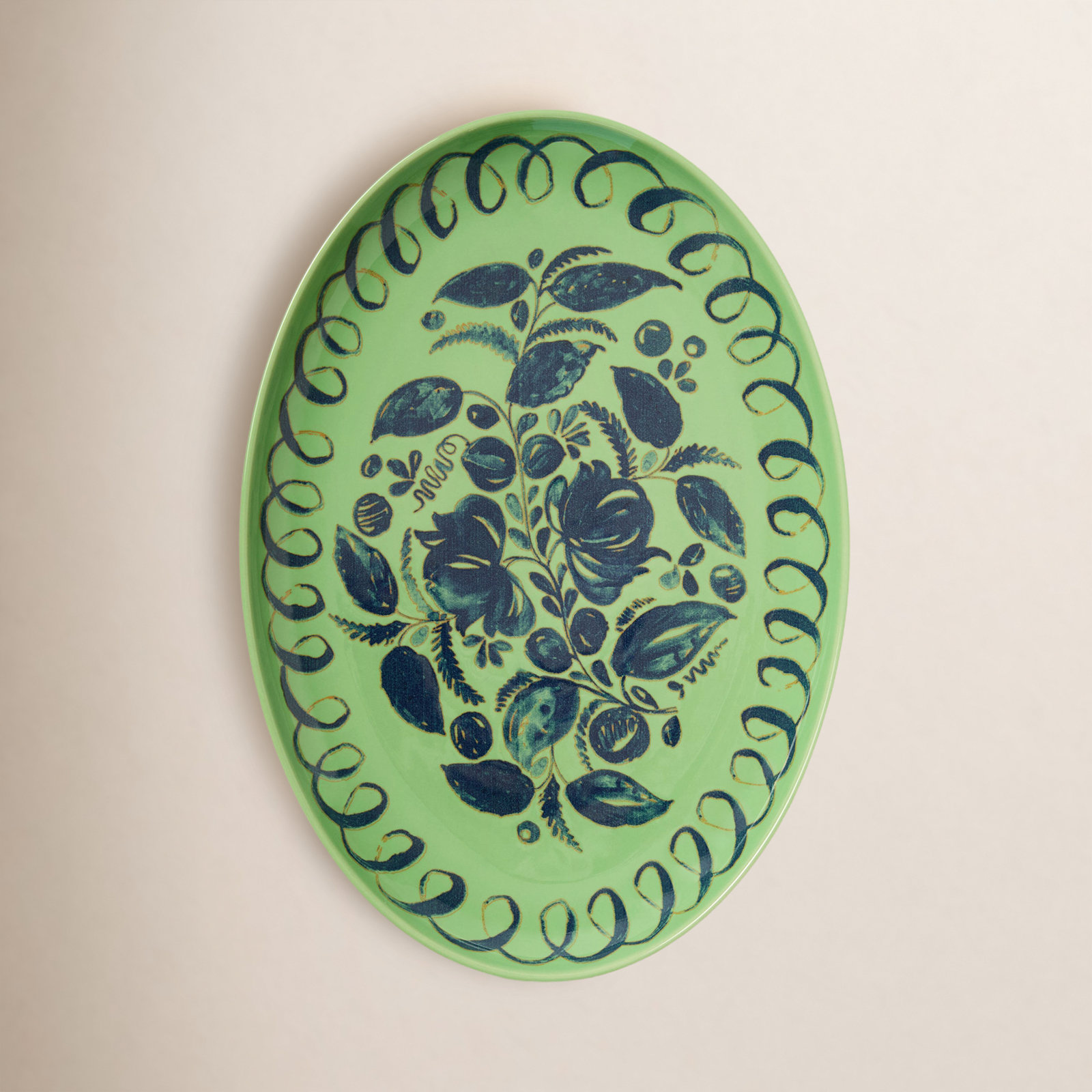 Oval Serving Tray, Green