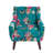Jaqueze Upholstered Pattern Blue Linen Blend Tufted Wide Back Armchair with Solid Wood Leg-1447428257
