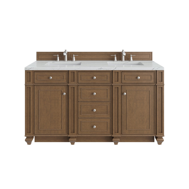 Bristol 60 in. Double Vanity, Saddle Brown, Ethereal Noctis, 8" Widespread