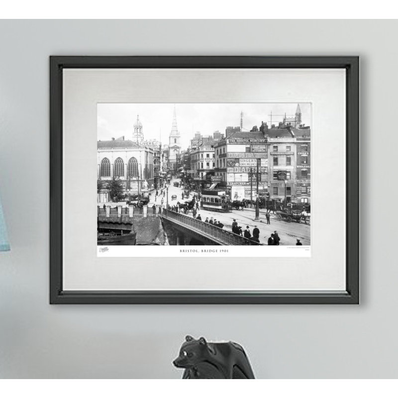 Bristol, Bridge 1901 - Single Picture Frame Print, 60cm H X 80cm W x 2cm D