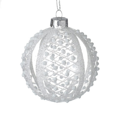 8cm Polka Dots Glass Bauble