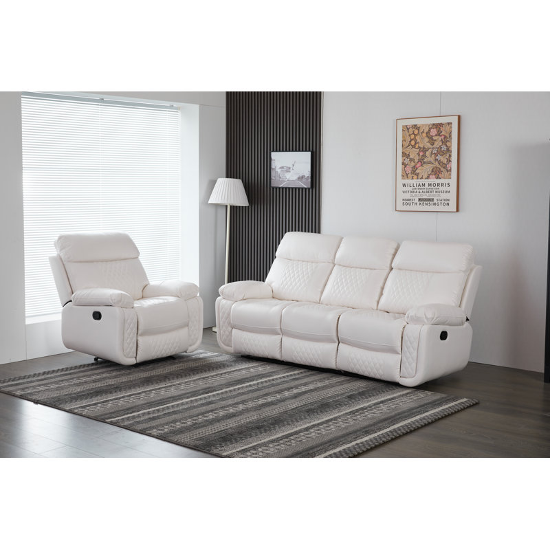 Ensemble de salon inclinable 2 pièces Billington, Blanc