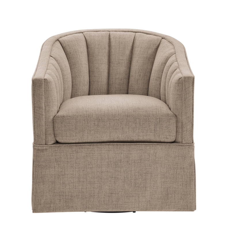 Milnor Sanibel Skirted Swivel Accent Chair, Taupe