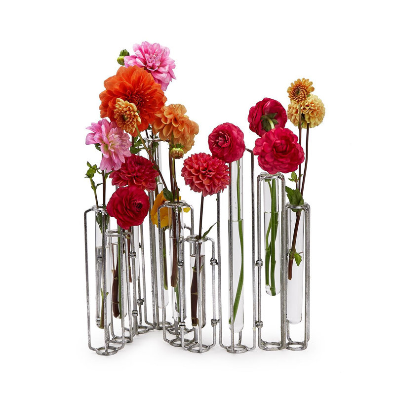 Vases à fleurs Lavoisier, 10, H 13 po x l 24 po x P 2 po, Métal / verre