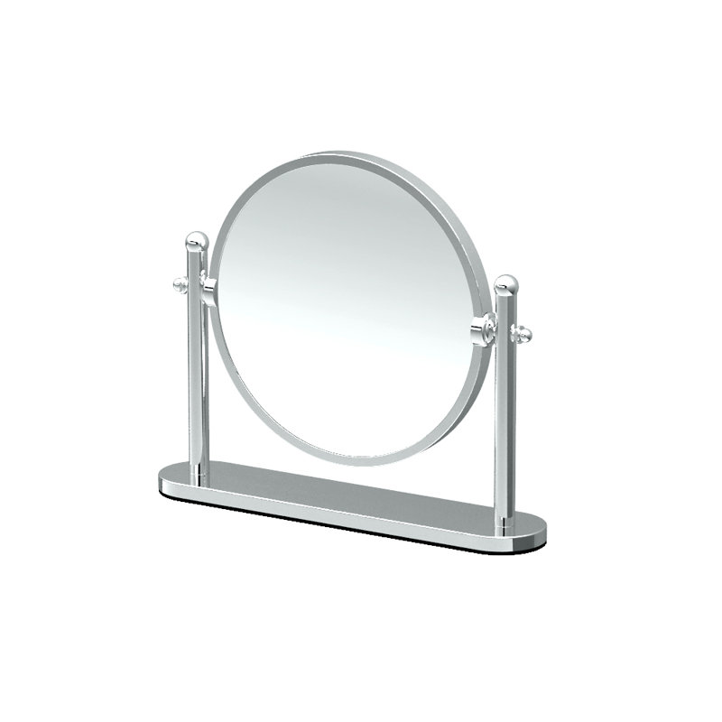 Miroir de table rond en laiton massif avec miroir grossissant 3 fois | Miroir cosmétique à double face de comptoir, pivotant sur 360 degrés