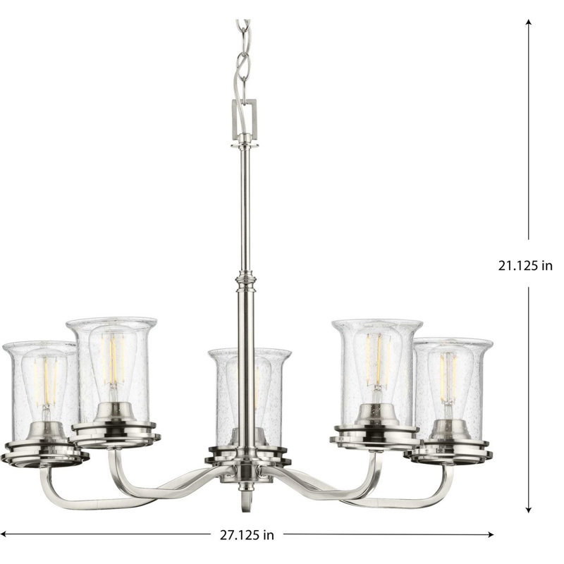 Lustre classique à 5 lumières ombrées Nedmond, Nickel brossé