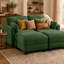 Canapé d'angle modulaire Gatton Channel capitonné, canapé 2 places en chenille avec 2 poufs amovibles, coussins d'assise en mousse haute résilience, design ergonomique incurvé-2101604135