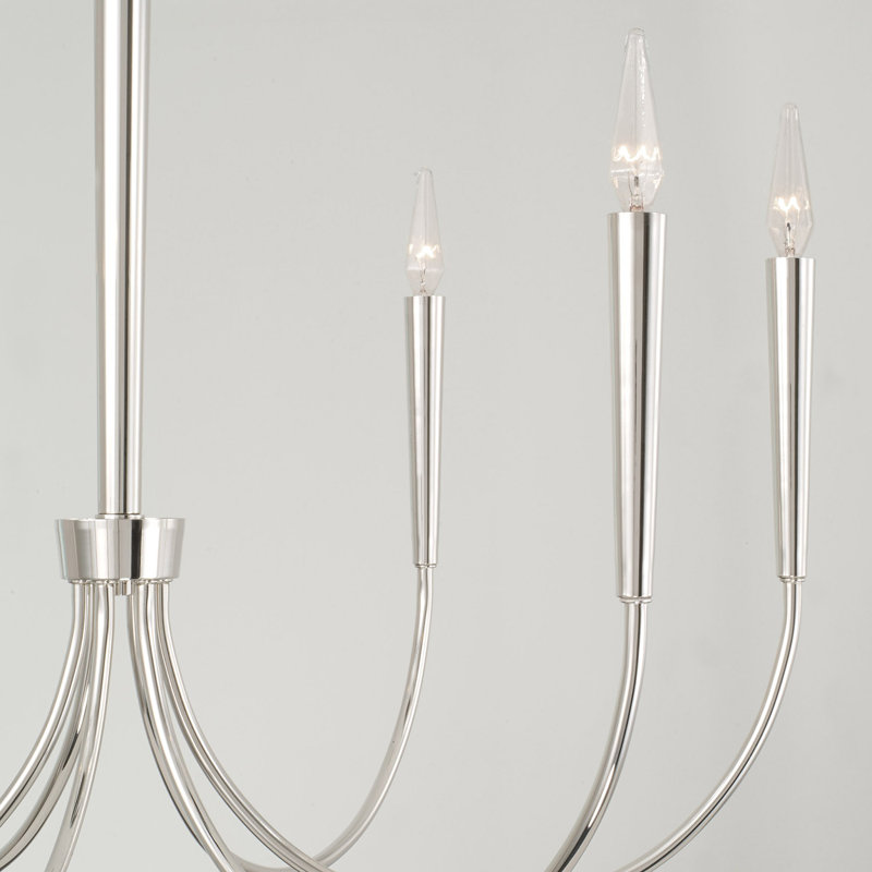 6 - Light Dimmable Classic / Traditional Chandelier, Polished Nickel