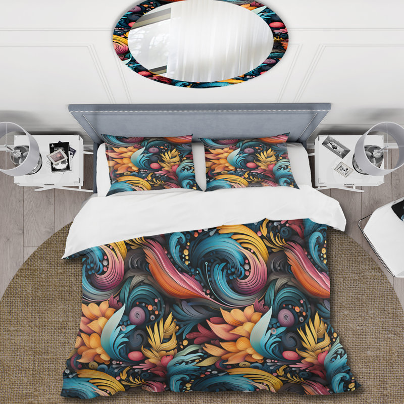 Literie artistique à motif bohémien IV, Housse de couette pour très grand lit et 2 très